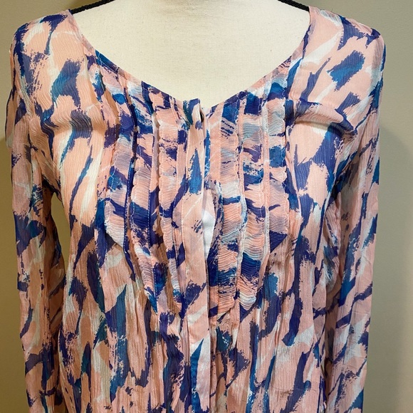 Maeve Anthropologie Pink Blue Painted Blouse - Picture 3 of 7